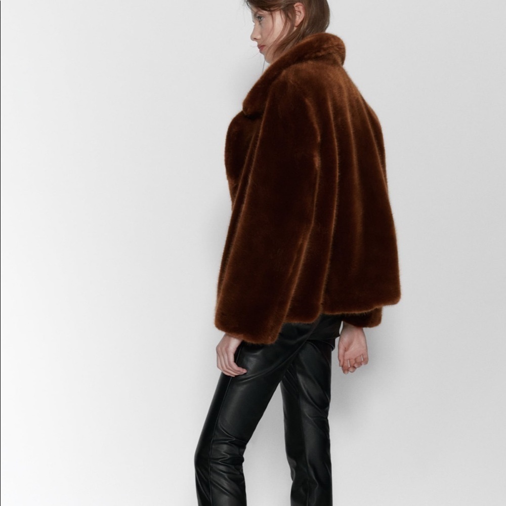 ZARA BNWT Faux Fur Coat Jacket - Picture 3 of 6